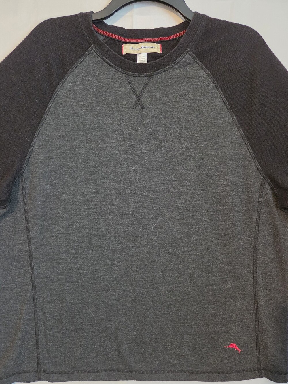 Tommy Bahama Men's Charcoal & Black Raglan Sweatshirt. XL